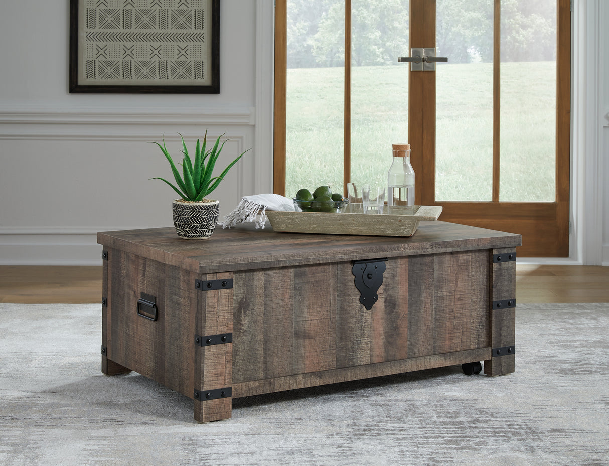 Furniture City Houma - Ashley Furniture - Hollum Lift-Top Coffee Table - Lift Top Cocktail Table / Rustic Brown - T466-9