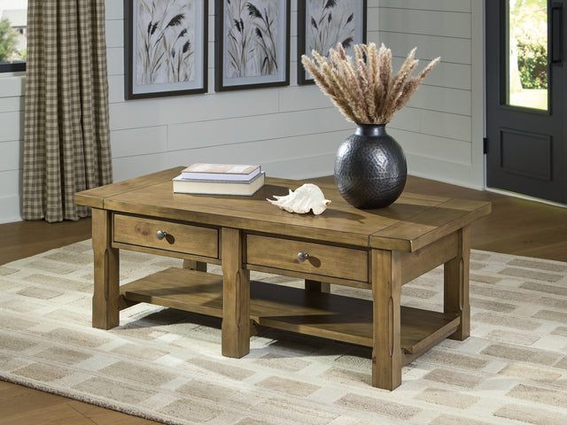 Furniture City Houma - Ashley Furniture - Vandenmore Coffee Table - Rectangular Cocktail Table / Medium Brown - T539-1