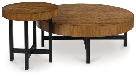 Furniture City Houma - Ashley Furniture - Steenlage Table (Set of 2) - Occasional Table Set (Set of 2) / Brown/Black - T575-12