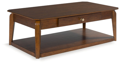Furniture City Houma - Ashley Furniture - Trenmour Coffee Table - Rectangular Cocktail Table / Medium Brown - T596-1