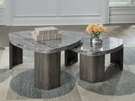 Furniture City Houma - Ashley Furniture - Surmour Stacked Coffee Table - Stacked Cocktail Table / Gray/Brown - T600-0
