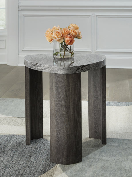 Furniture City Houma - Ashley Furniture - Surmour End Table - Triangle End Table / Gray/Brown - T600-6