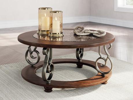 Furniture City Houma - Ashley Furniture - Frallyn Coffee Table - Round Cocktail Table / Dark Brown - T623-8