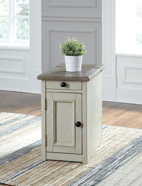 Furniture City Houma - Ashley Furniture - Bolanburg Chairside End Table with USB Ports & Outlets - Chair Side End Table / Two-tone - T637-7