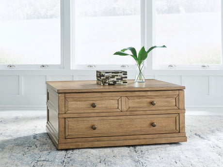 Furniture City Houma - Ashley Furniture - Sharlance Lift-Top Coffee Table - Lift Top Cocktail Table / Light Brown - T655-9