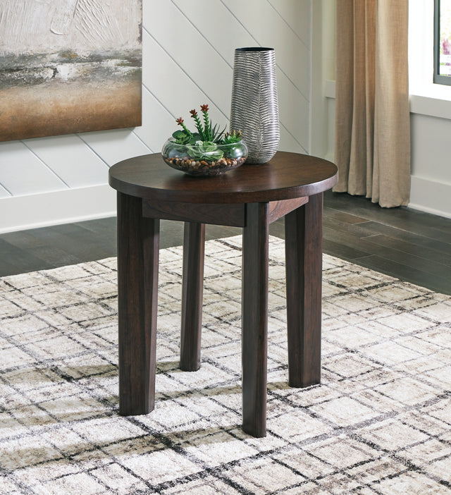 Furniture City Houma - Ashley Furniture - Korestone 2 End Table - Round End Table / Dark Brown - T657-6