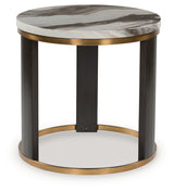 Furniture City Houma - Ashley Furniture - Jazmore End Table - Round End Table / Brown/Brass Finish - T671-6