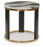 Furniture City Houma - Ashley Furniture - Jazmore End Table - Round End Table / Brown/Brass Finish - T671-6