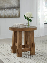 Furniture City Houma - Ashley Furniture - Mackifeld End Table - Round End Table / Warm Brown - T724-6