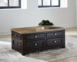 Furniture City Houma - Ashley Furniture - Drazmine Lift-Top Coffee Table - Lift Top Cocktail Table / Brown - T734-20
