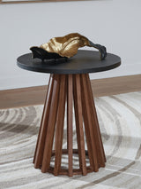 Furniture City Houma - Ashley Furniture - Kallari End Table - Round End Table / Warm Brown/Black - T737-6