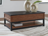 Furniture City Houma - Ashley Furniture - Kallari Lift-Top Coffee Table - Lift Top Cocktail Table / Warm Brown/Black - T737-9