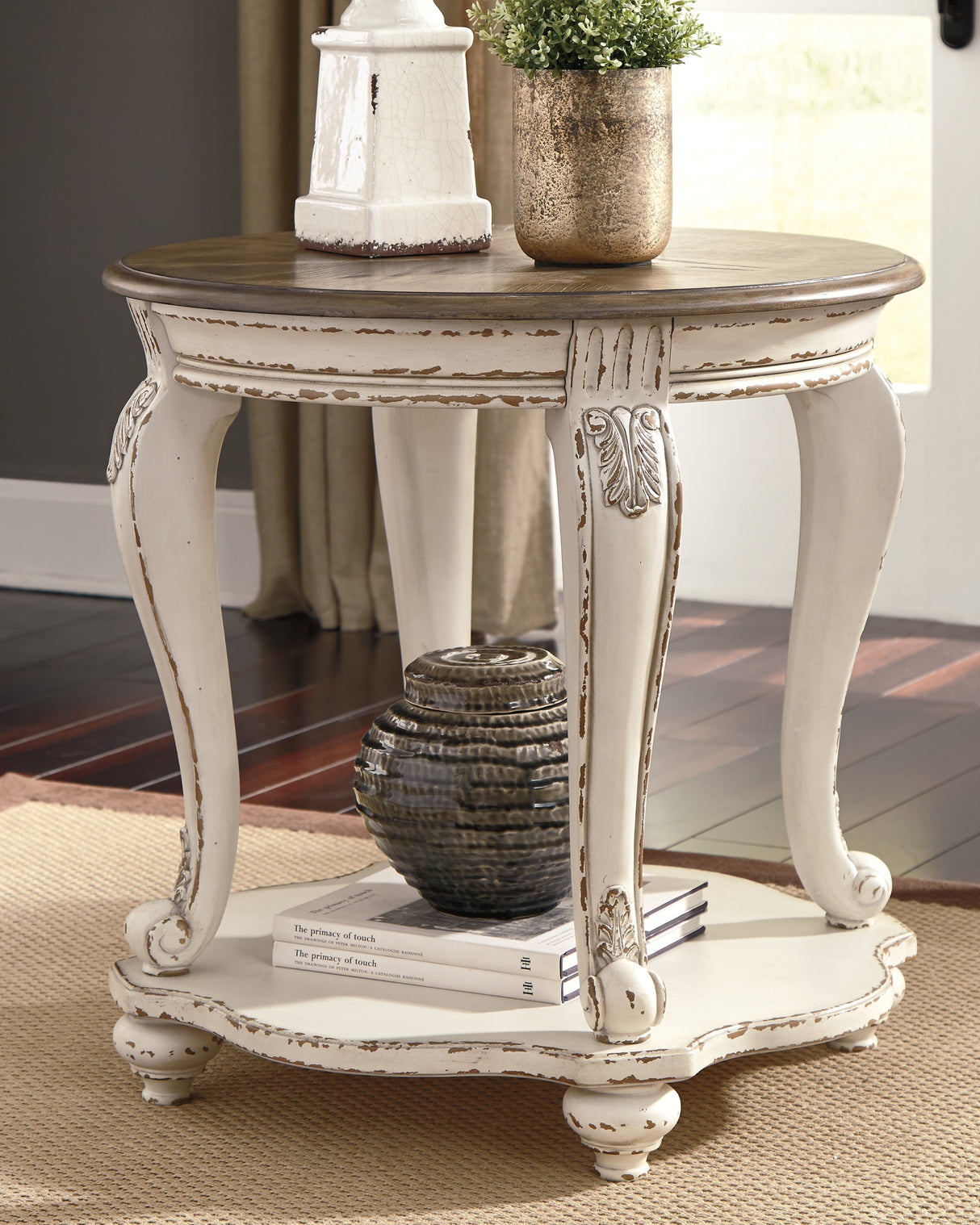 Furniture City Houma - Ashley Furniture - Realyn End Table - Round End Table / White/Brown - T743-6