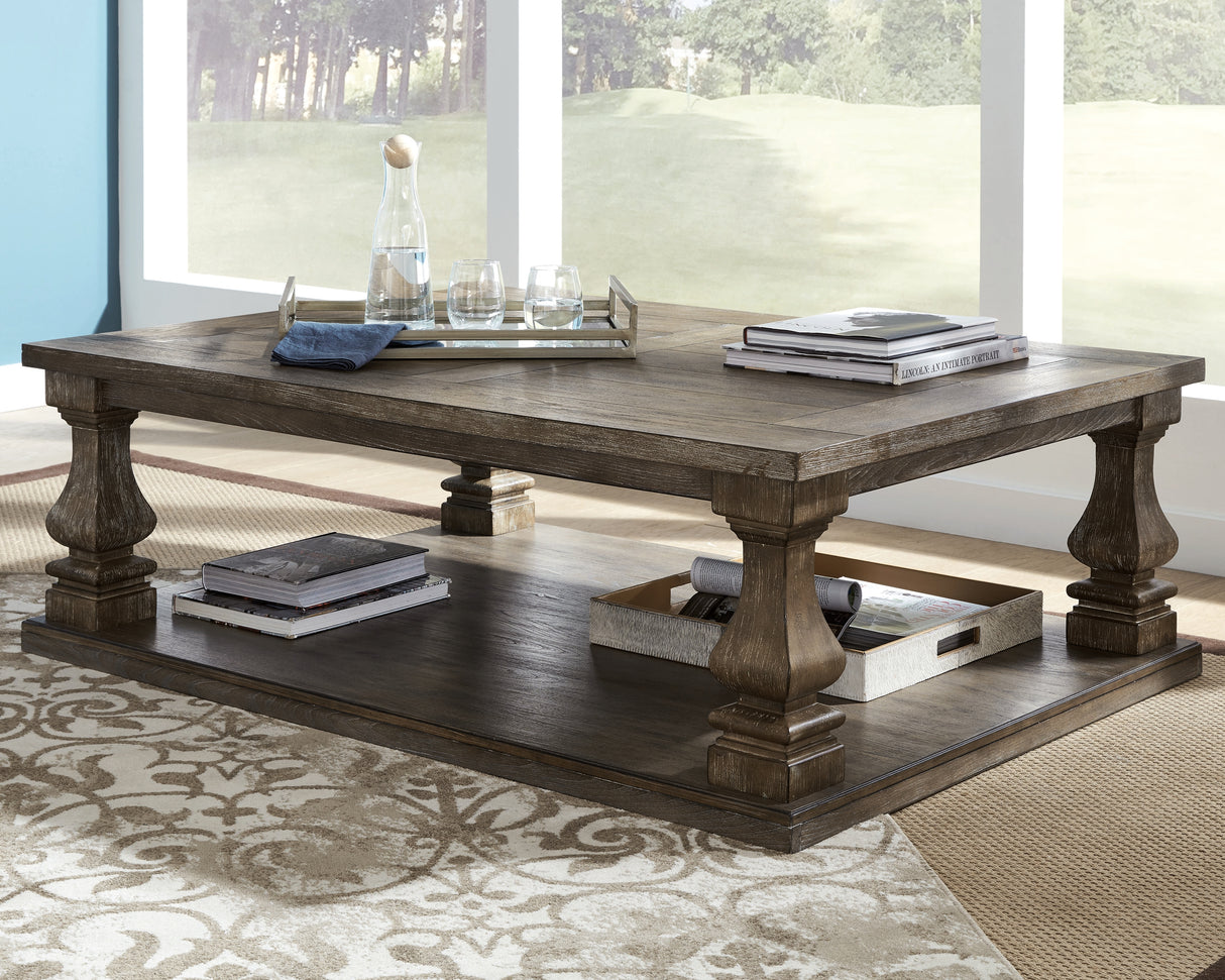 Furniture City Houma - Ashley Furniture - Johnelle Coffee Table - Rectangular Cocktail Table / Gray - T776-1