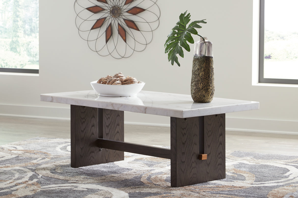 Furniture City Houma - Ashley Furniture - Burkhaus Coffee Table - Rectangular Cocktail Table / White/Dark Brown - T779-1