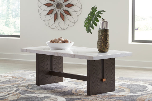 Furniture City Houma - Ashley Furniture - Burkhaus Coffee Table - Rectangular Cocktail Table / White/Dark Brown - T779-1