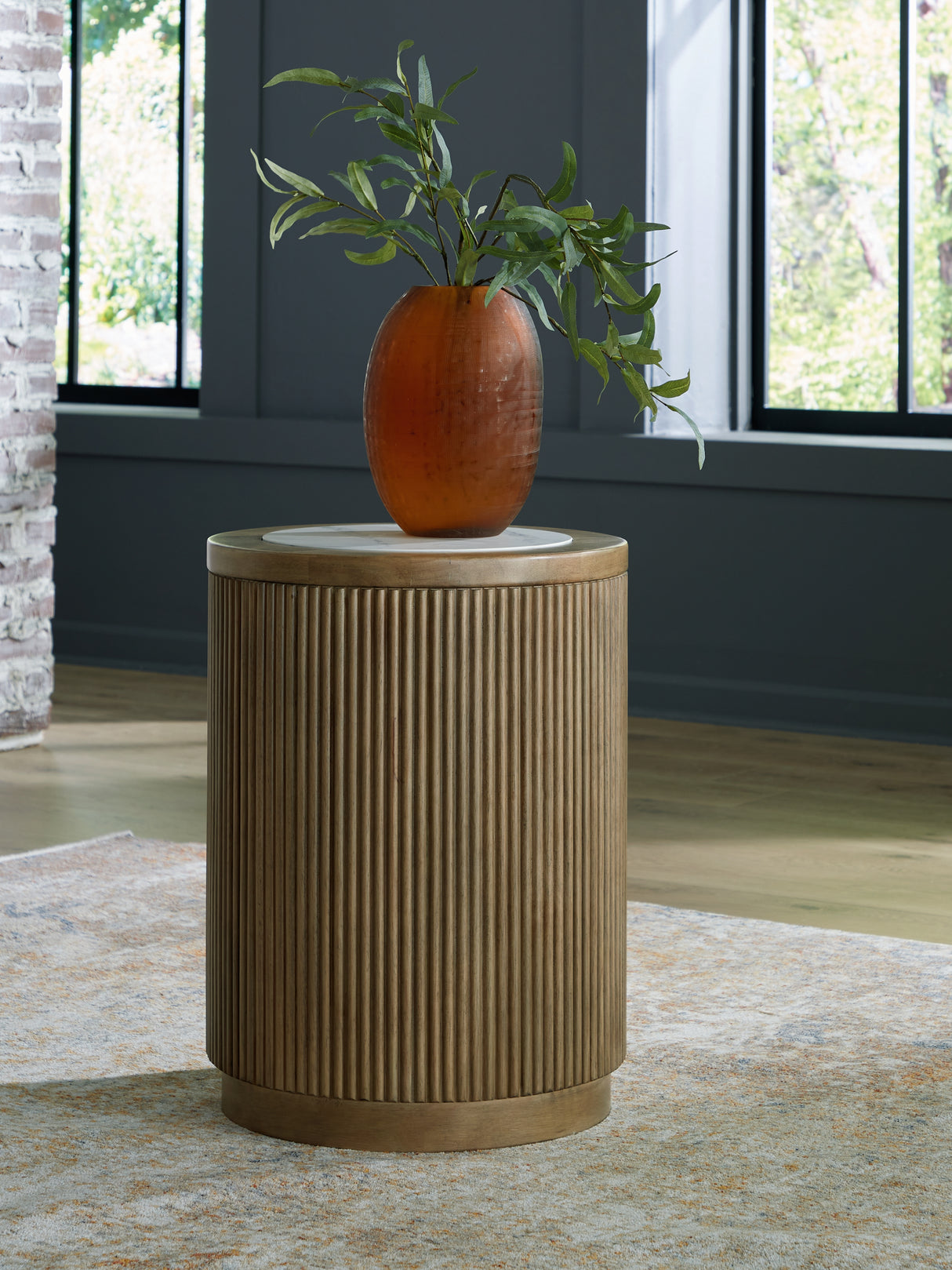 Furniture City Houma - Ashley Furniture - Camdill End Table - Round End Table / Light Brown/White - T808-6