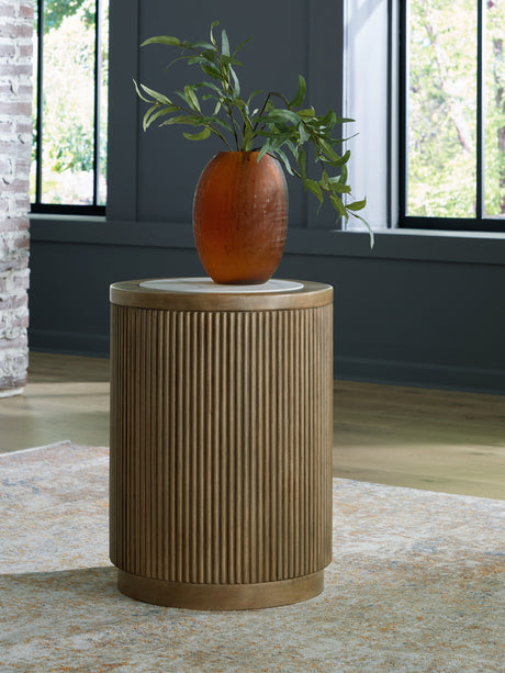 Furniture City Houma - Ashley Furniture - Camdill End Table - Round End Table / Light Brown/White - T808-6
