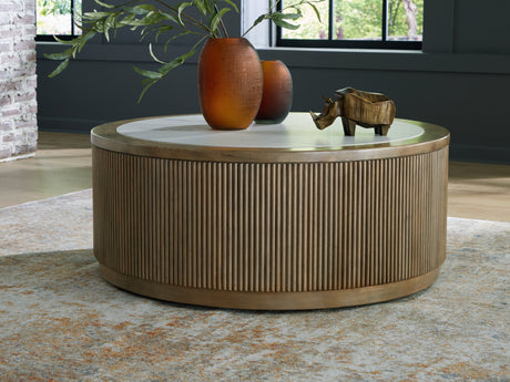 Furniture City Houma - Ashley Furniture - Camdill Coffee Table - Round Cocktail Table / Light Brown/White - T808-8