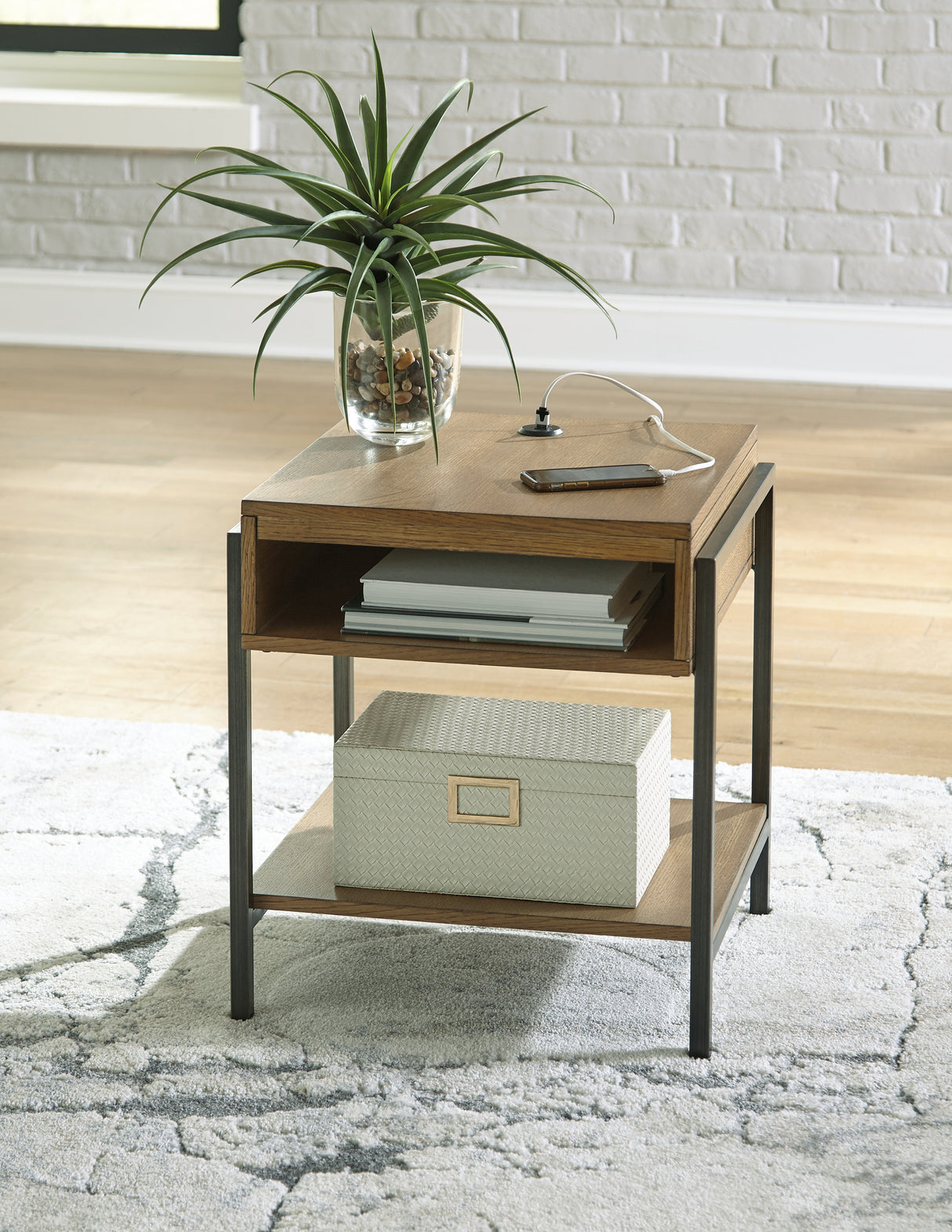 Furniture City Houma - Ashley Furniture - Fridley End Table - Rectangular End Table / Brown/Black - T964-3