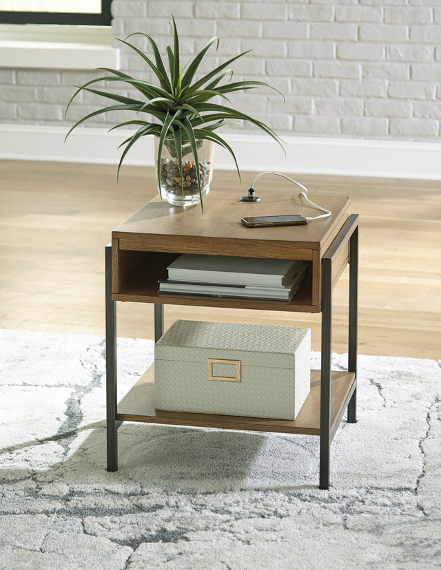 Furniture City Houma - Ashley Furniture - Fridley End Table - Rectangular End Table / Brown/Black - T964-3