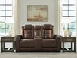 Furniture City Houma - Ashley Furniture - High Impact Power Reclining Loveseat with Console - PWR REC Loveseat/CON/ADJ HDRST / Tobacco - U1060118