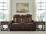 Furniture City Houma - Ashley Furniture - High Impact Power Reclining Loveseat with Console - PWR REC Loveseat/CON/ADJ HDRST / Tobacco - U1060118