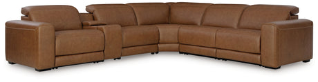 Furniture City Houma - Ashley Furniture - Magic Man Sectional - 6-Piece Power Reclining Sectional with Console / Caramel - PCU10700S8