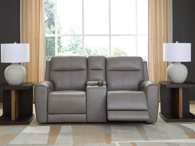 Furniture City Houma - Ashley Furniture - 5Z-Comfort Living Room - PWR REC Loveseat/CON/ADJ HDRST / Onyx - PCU1090218