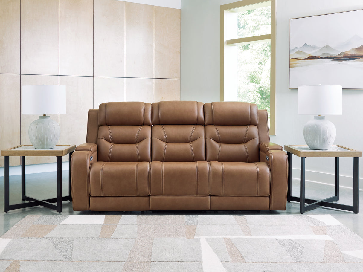 Furniture City Houma - Ashley Furniture - Knightington Living Room - PWR REC Sofa w/Audio Seating / Caramel - PCU1160015A