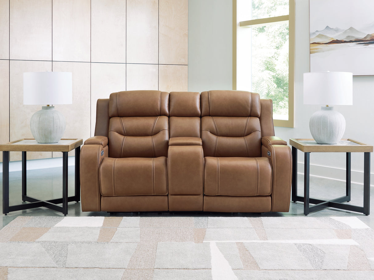 Furniture City Houma - Ashley Furniture - Knightington Living Room - PWR REC Love w/Audio Seating / Caramel - PCU1160018A
