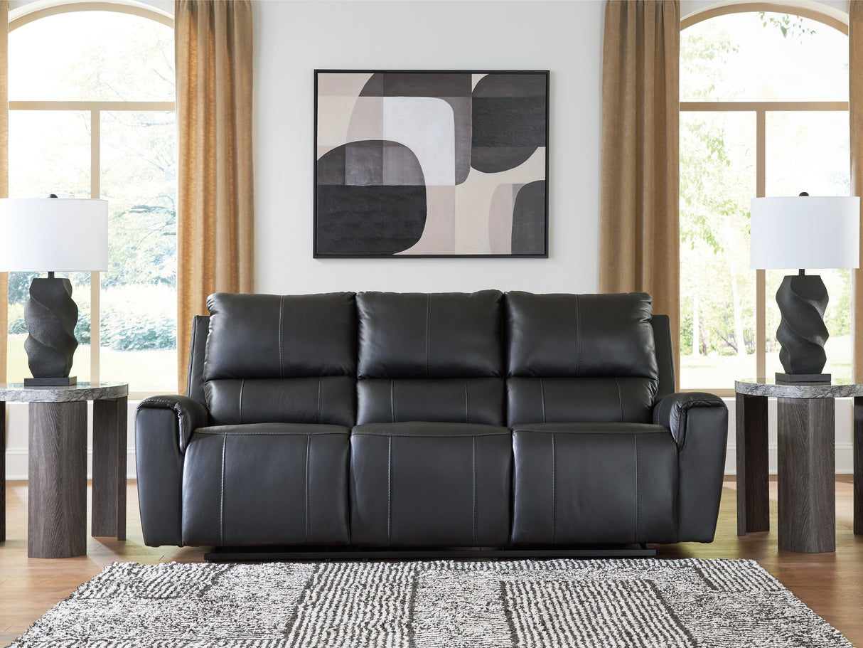 Furniture City Houma - Ashley Furniture - Glossmore Living Room - DBL Rec Loveseat w/Console / Black - PCU1170094