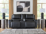 Furniture City Houma - Ashley Furniture - Glossmore Living Room - DBL Rec Loveseat w/Console / Black - PCU1170094