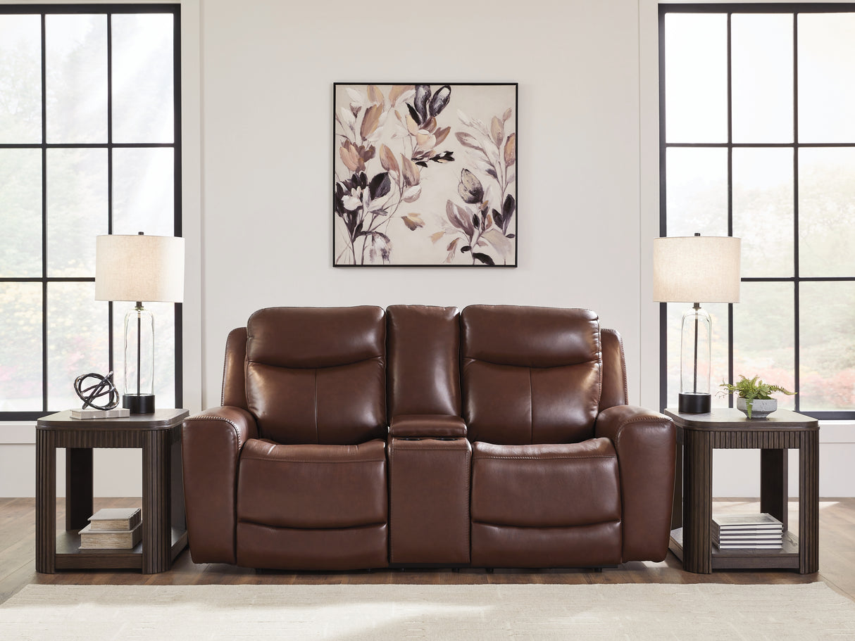 Furniture City Houma - Ashley Furniture - Next Move Living Room - PWR REC Loveseat/CON/ADJ HDRST / Mahogany - PCU1210218