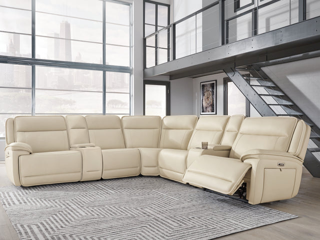 Furniture City Houma - Ashley Furniture - Double Deal 7-Piece Reclining Sectional with 2 Consoles - 7-Piece Reclining Sectional with 2 Consoles / Almond - U13001S9