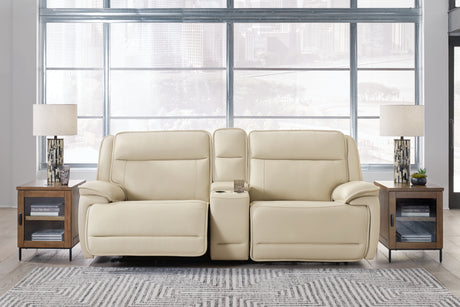 Furniture City Houma - Ashley Furniture - Double Deal 3-Piece Power Reclining Loveseat Sectional with Console - 3-Piece Power Reclining Loveseat Sectional with Console / Almond - U13001S4