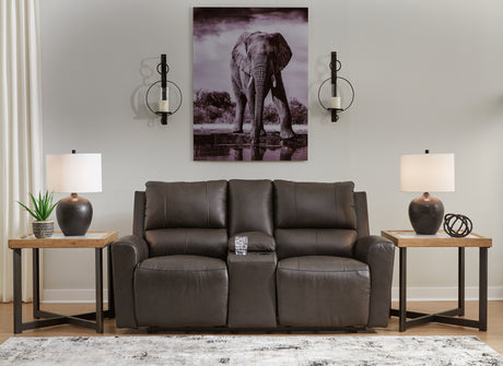 Furniture City Houma - Ashley Furniture - Boxmere Power Reclining Loveseat with Console - DBL REC PWR Loveseat w/Console / Storm - U1310096