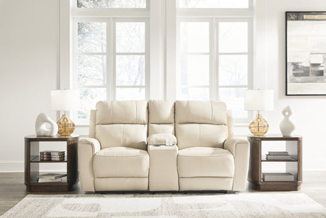 Furniture City Houma - Ashley Furniture - Dahlmoore Power Reclining Loveseat with Console - DBL REC PWR Loveseat w/Console / Almond - U1320096