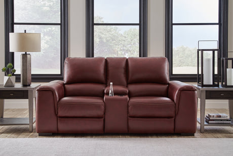 Furniture City Houma - Ashley Furniture - Alessandro Power Reclining Loveseat with Console - PWR REC Loveseat/CON/ADJ HDRST / Walnut - U2550218