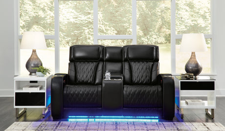 Furniture City Houma - Ashley Furniture - Boyington Power Reclining Loveseat with Console - PWR REC Loveseat/CON/ADJ HDRST / Black - U2710618