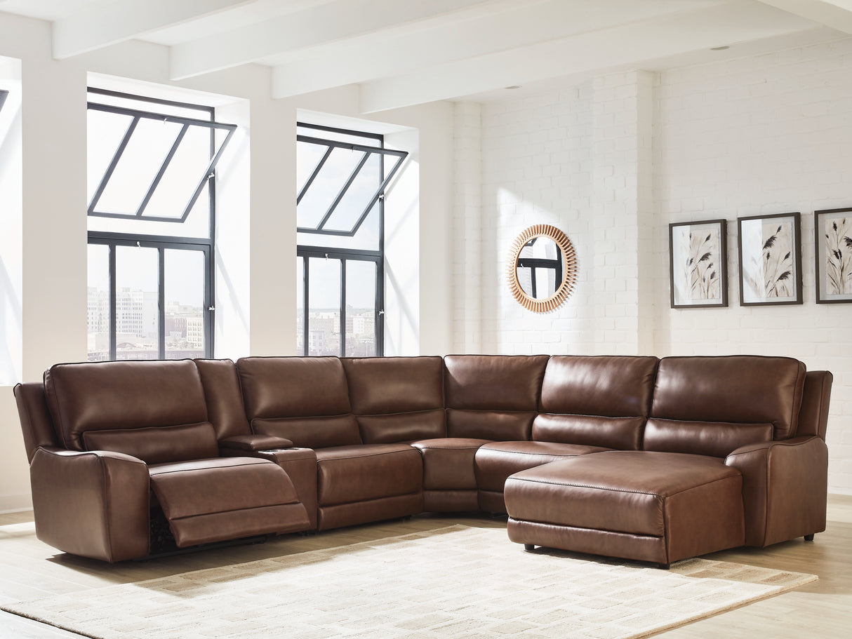 Furniture City Houma - Ashley Furniture - DeepWakes 6-Piece Power Reclining Sectional with Chaise - 6-Piece Power Reclining Sectional with Chaise / Canyon - PCU62607S6