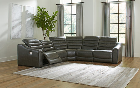 Furniture City Houma - Ashley Furniture - Center Line 5-Piece Power Reclining Sectional - 5-Piece Power Reclining Sectional / Dark Gray - U63404S3