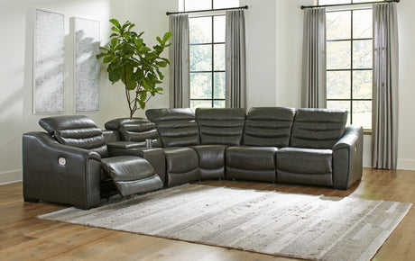 Furniture City Houma - Ashley Furniture - Center Line 6-Piece Power Reclining Sectional - 6-Piece Power Reclining Sectional / Dark Gray - U63404S4