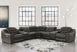 Furniture City Houma - Ashley Furniture - Center Line 7-Piece Power Reclining Sectional - 7-Piece Power Reclining Sectional / Dark Gray - U63404S7