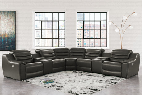 Furniture City Houma - Ashley Furniture - Center Line 7-Piece Power Reclining Sectional - 7-Piece Power Reclining Sectional / Dark Gray - U63404S7