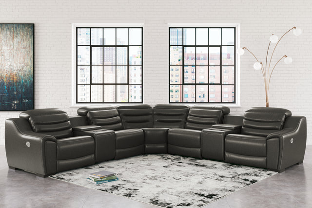 Furniture City Houma - Ashley Furniture - Center Line 7-Piece Power Reclining Sectional - 7-Piece Power Reclining Sectional / Dark Gray - U63404S7