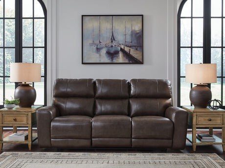 Furniture City Houma - Ashley Furniture - Crossplex Power Reclining Sofa - PWR REC Sofa with ADJ Headrest / Smoke - PCU6450615
