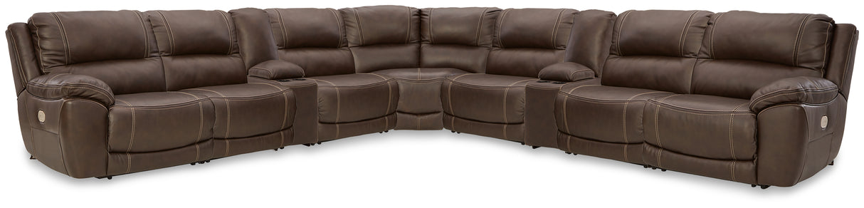 Furniture City Houma - Ashley Furniture - Dunleith 9-Piece Power Reclining Sectional - 9-piece Power Reclining Sectional / Chocolate - U71604S10