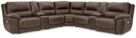 Furniture City Houma - Ashley Furniture - Dunleith 7-Piece Power Reclining Sectional - 7-Piece Power Reclining Sectional / Chocolate - U71604S7