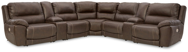 Furniture City Houma - Ashley Furniture - Dunleith 7-Piece Power Reclining Sectional - 7-Piece Power Reclining Sectional / Chocolate - U71604S7